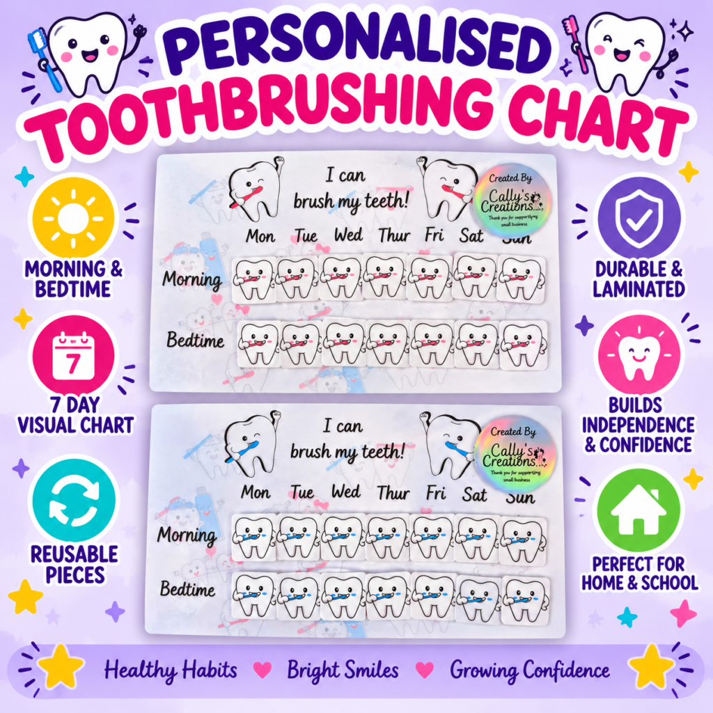Personalised tooth brushing chart for children